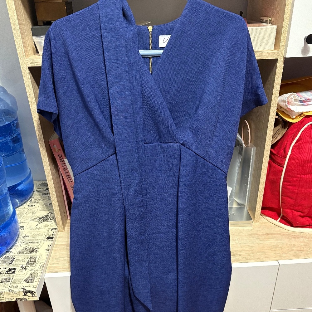 Blue office / cocktail / party maternity dress